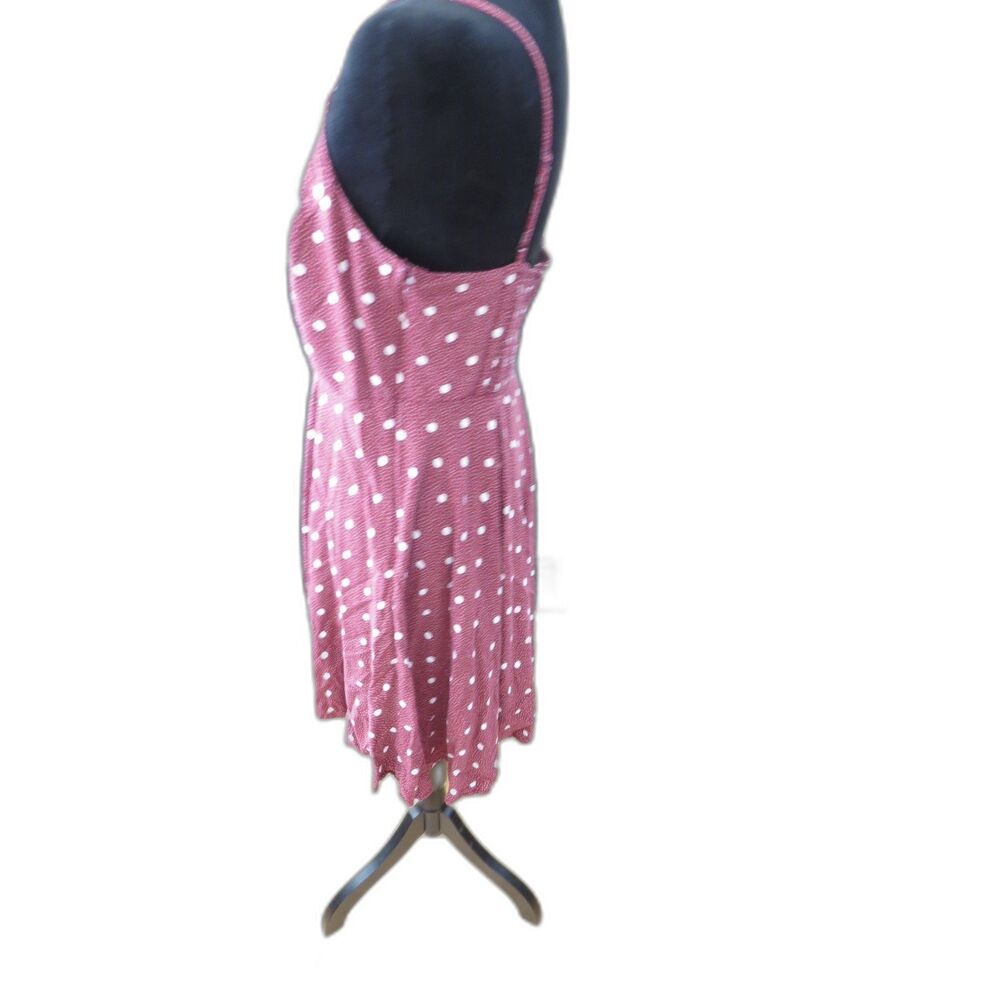 Old Navy Fit and Flare Polka Dot Cami Dress  Burgundy/White Retro L EUC - Picture 6 of 8